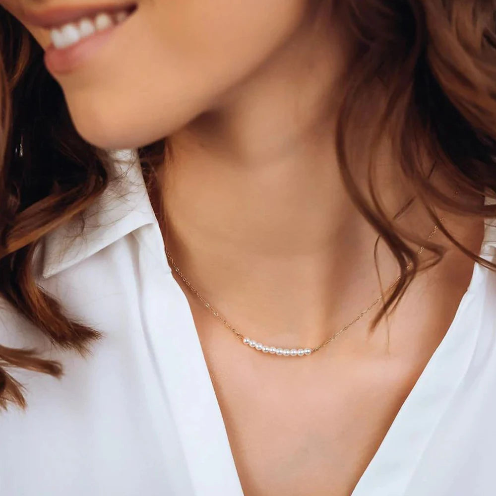 Imitation Pearls Pendant Chokers Necklace Women Gold Color Stainless Steek Necklace  Gift Wholesale dropshipping
