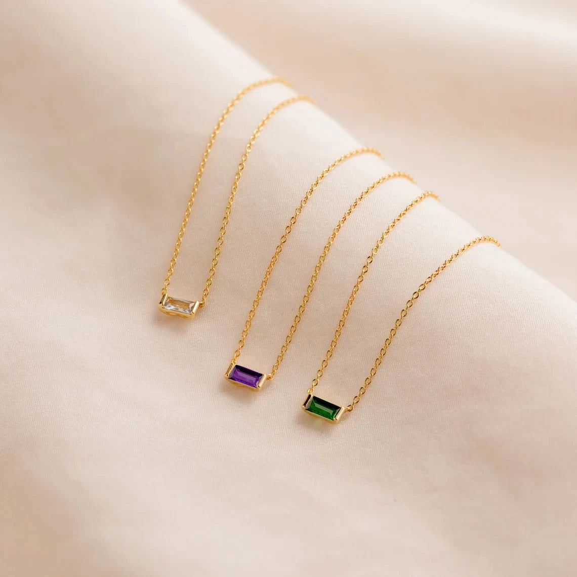 eManco Minimalist Rectangle 12 Months Birthstone Necklace Stainless Steel Gold Color O-chain for Office Chic & Daily Elegance