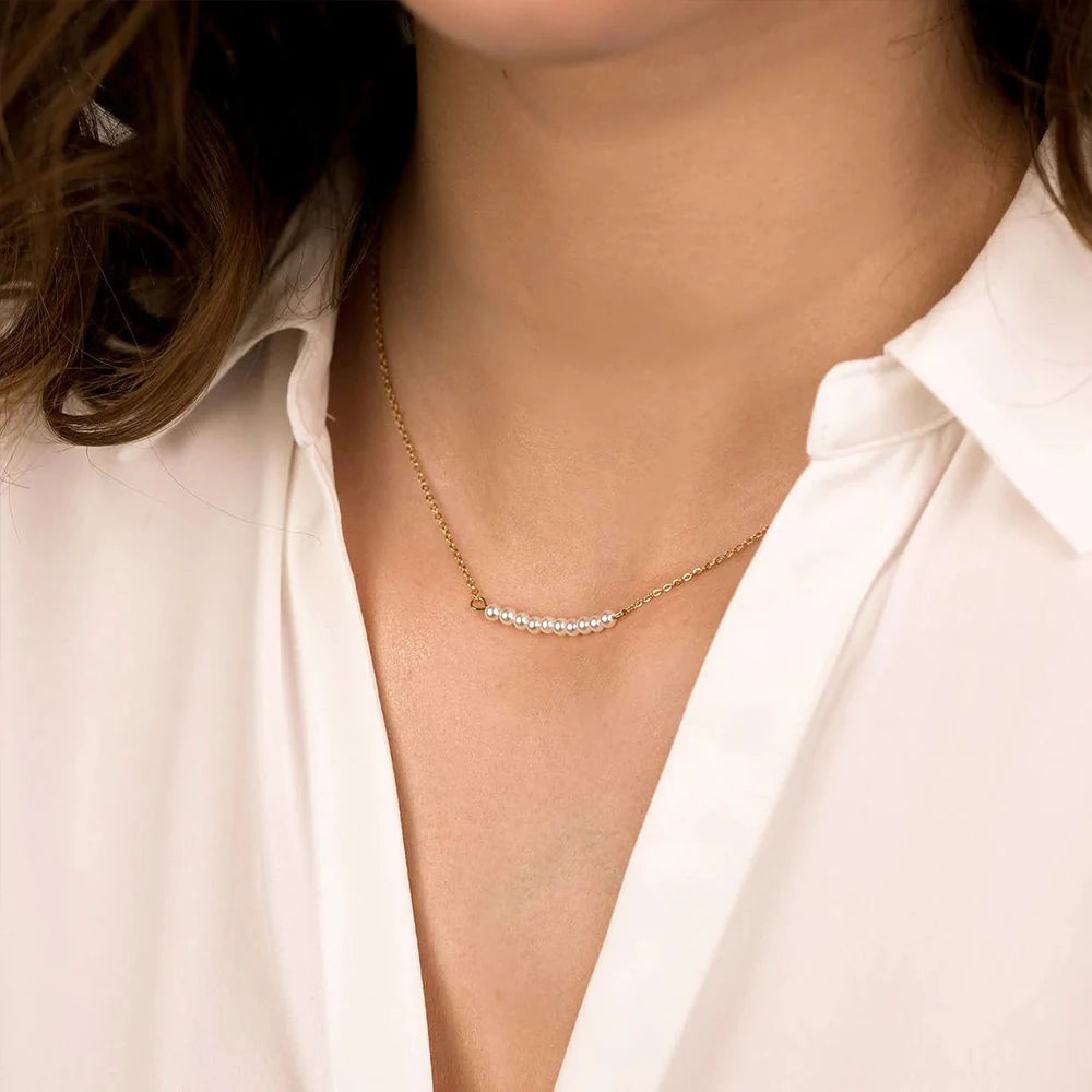 Imitation Pearls Pendant Chokers Necklace Women Gold Color Stainless Steek Necklace  Gift Wholesale dropshipping