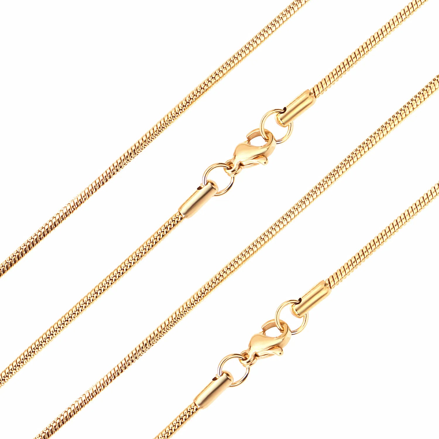 LUXUKISSKIDS Hot Classic Unisex Flat Snake Chain Choker Necklace 1pcs Women/Men Stainless Steel Solid Golden Rope Chains Collier