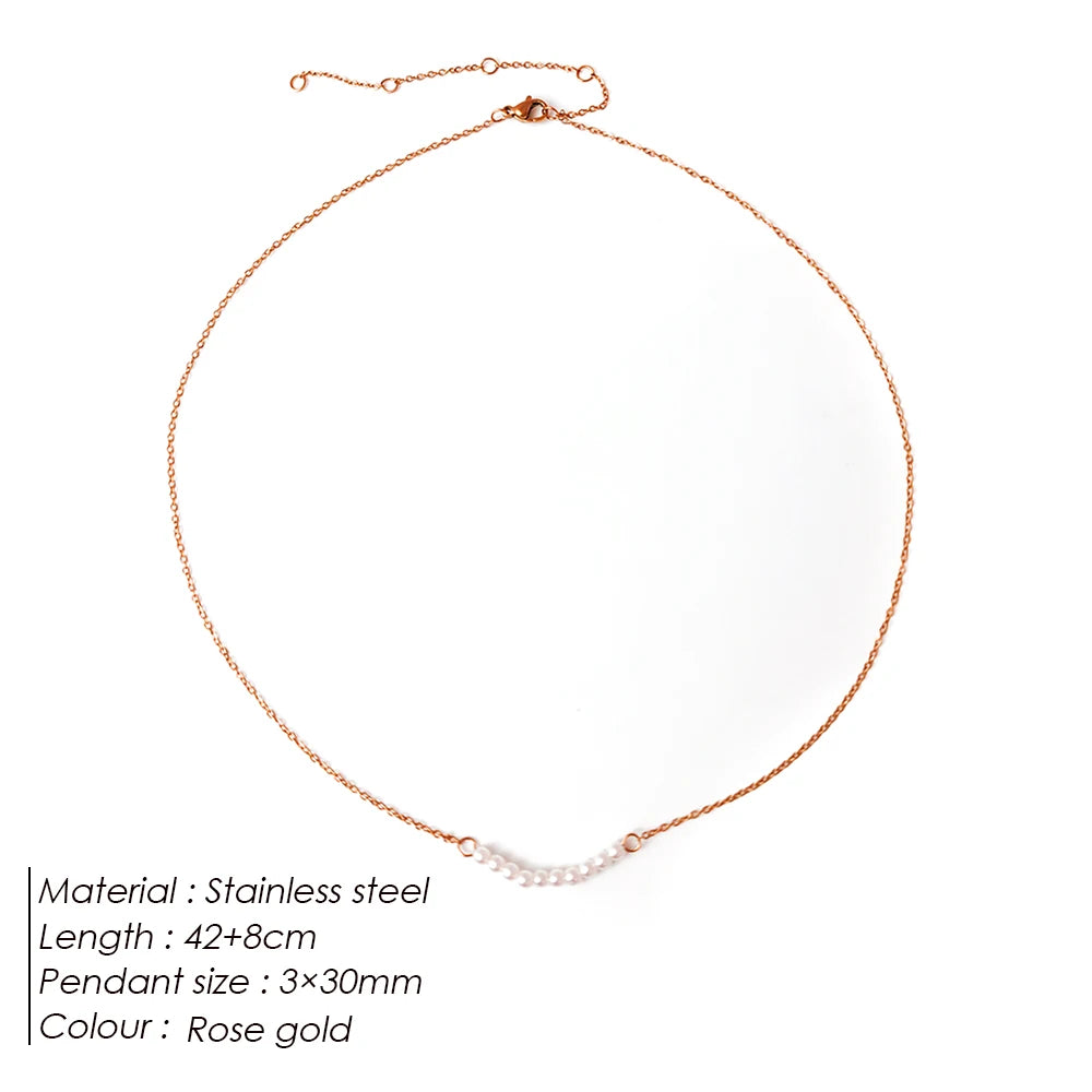 Imitation Pearls Pendant Chokers Necklace Women Gold Color Stainless Steek Necklace  Gift Wholesale dropshipping