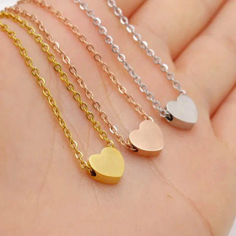 Gold Plated Heart Necklace Stainless Steel Necklace Cute Dainty Love Pendant Necklaces for Women Gift for Girls Gift for Women