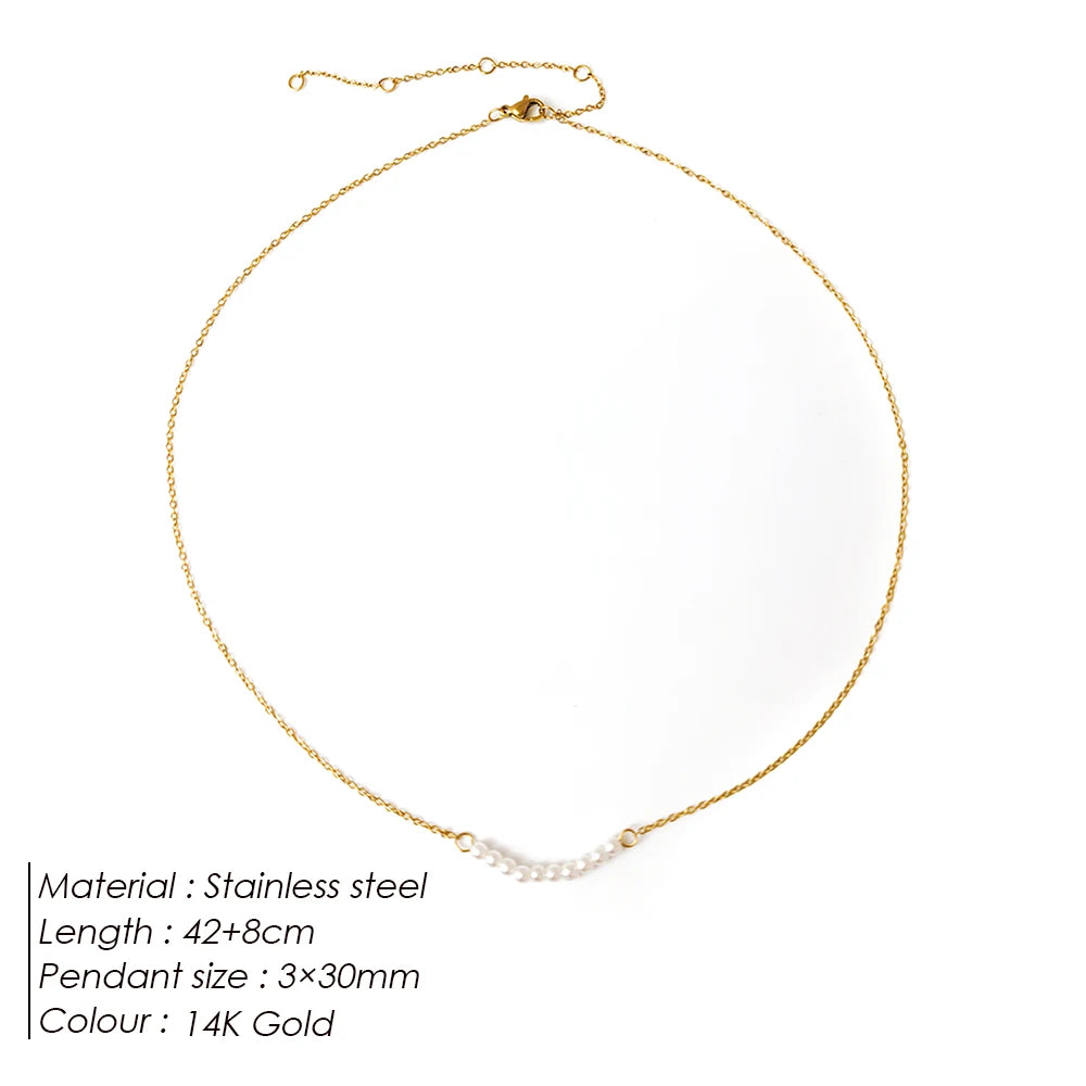 Imitation Pearls Pendant Chokers Necklace Women Gold Color Stainless Steek Necklace  Gift Wholesale dropshipping