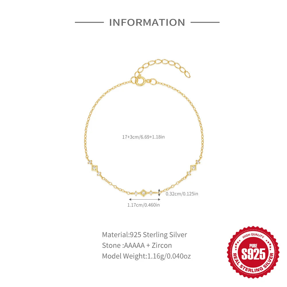 CANNER New S925 Sterling Silver Mini Gold Love Heart Charm Bracelet Chain For Women Luxury Jewelry Gifts Pulsera Bangles браслет