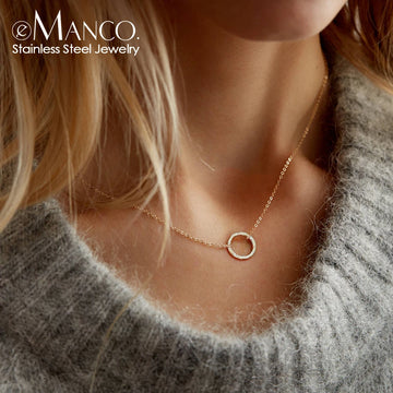 eManco Statement Necklace Women Dainty Stainless Steel Necklace Choker Pendant Necklace Fashion Jewelry