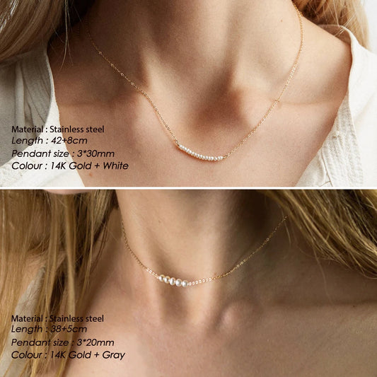 Imitation Pearls Pendant Chokers Necklace Women Gold Color Stainless Steek Necklace  Gift Wholesale dropshipping