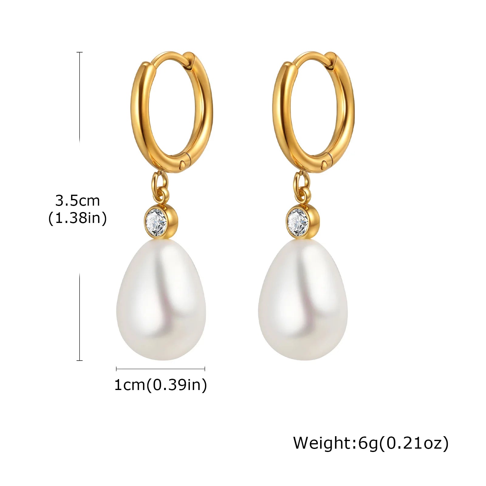 Vnox Fashion Water Droplet Pearl Pendent Necklace For Women,Stainless Steel Chain Teardrop Neck Ear Jewelry Set Party Wedding