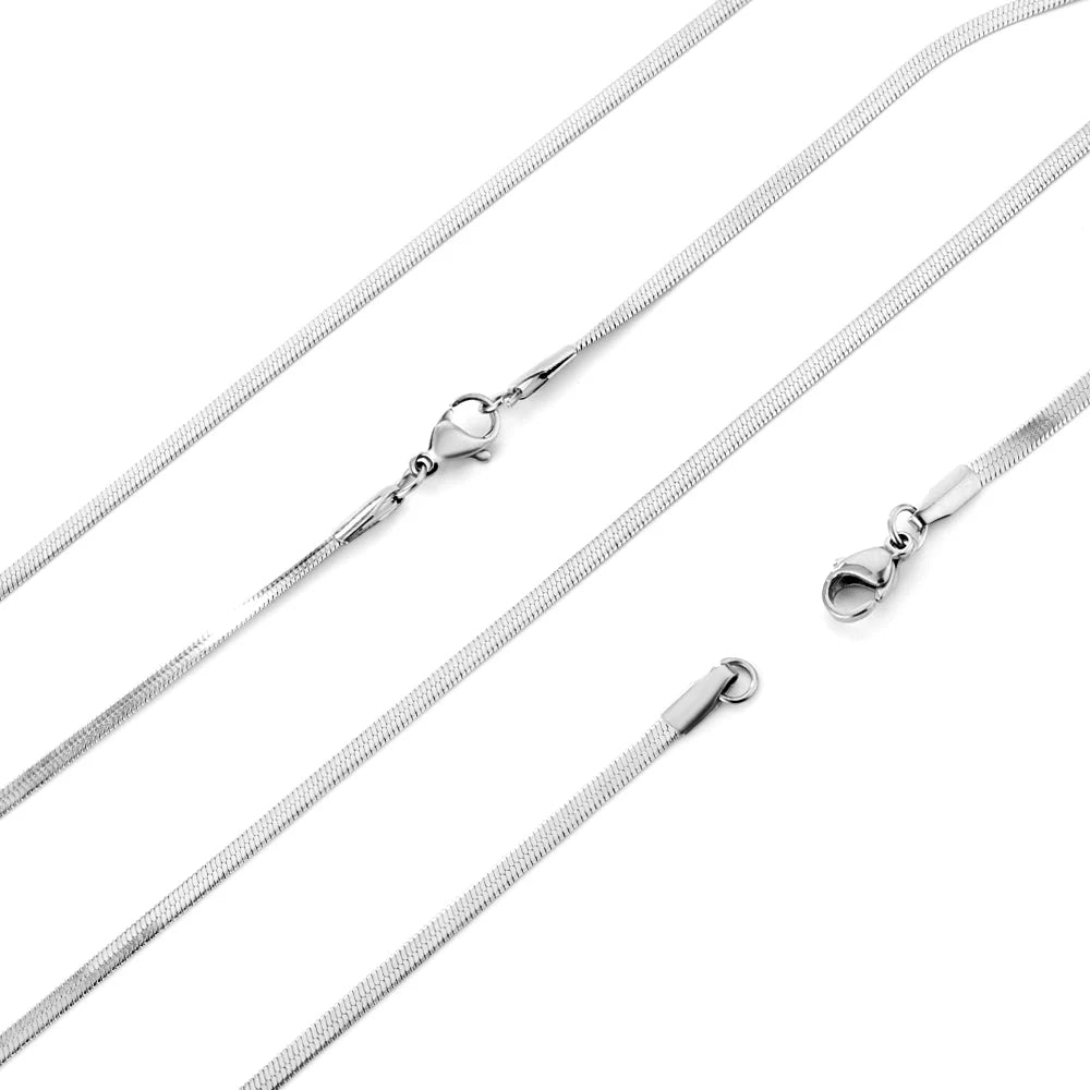 LUXUKISSKIDS Hot Classic Unisex Flat Snake Chain Choker Necklace 1pcs Women/Men Stainless Steel Solid Golden Rope Chains Collier