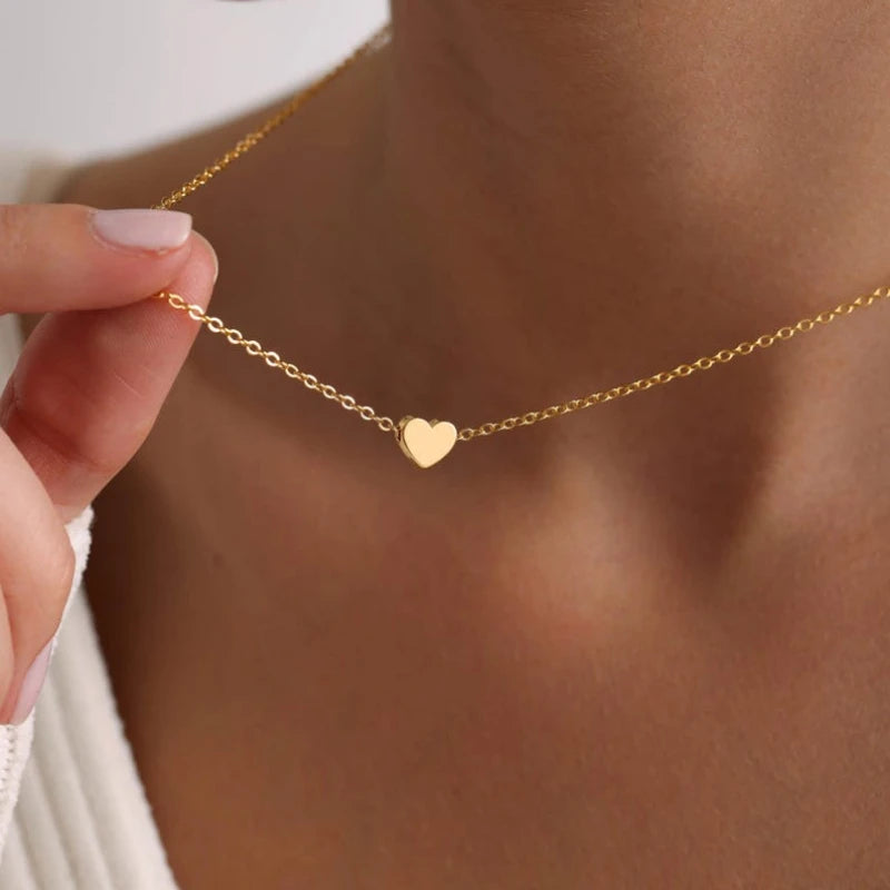 Gold Plated Heart Necklace Stainless Steel Necklace Cute Dainty Love Pendant Necklaces for Women Gift for Girls Gift for Women