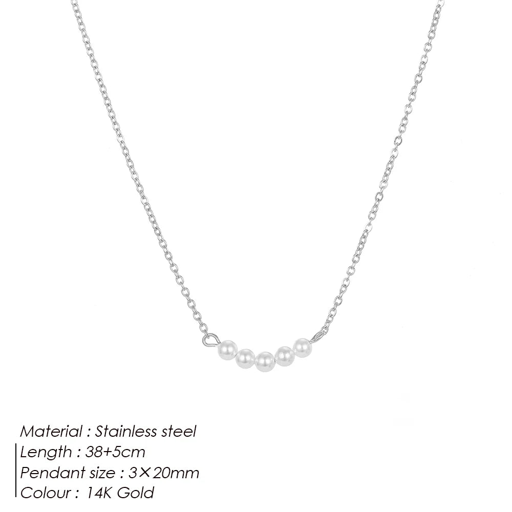 Imitation Pearls Pendant Chokers Necklace Women Gold Color Stainless Steek Necklace  Gift Wholesale dropshipping