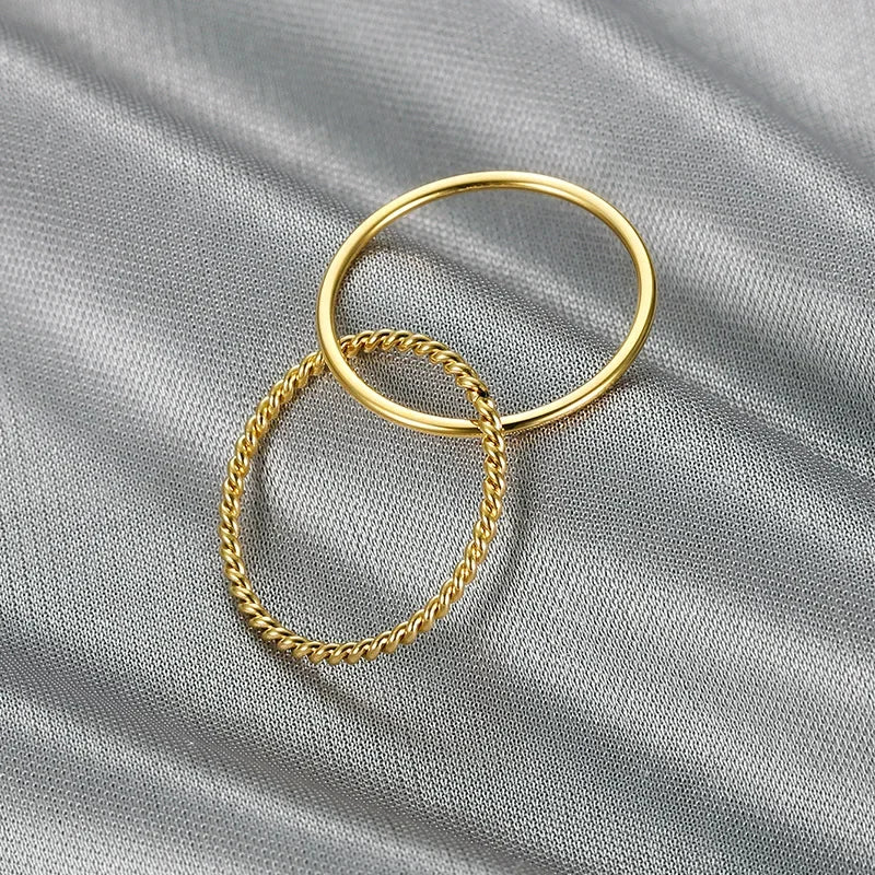 Trendy Creative Twisted Double Ring Titanium Steel Ring Versatile Ladies Finger Ring Fashionable Accessory Gift