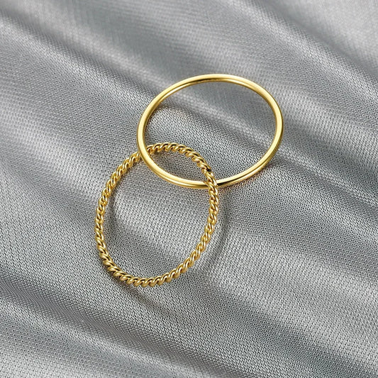 Trendy Creative Twisted Double Ring Titanium Steel Ring Versatile Ladies Finger Ring Fashionable Accessory Gift
