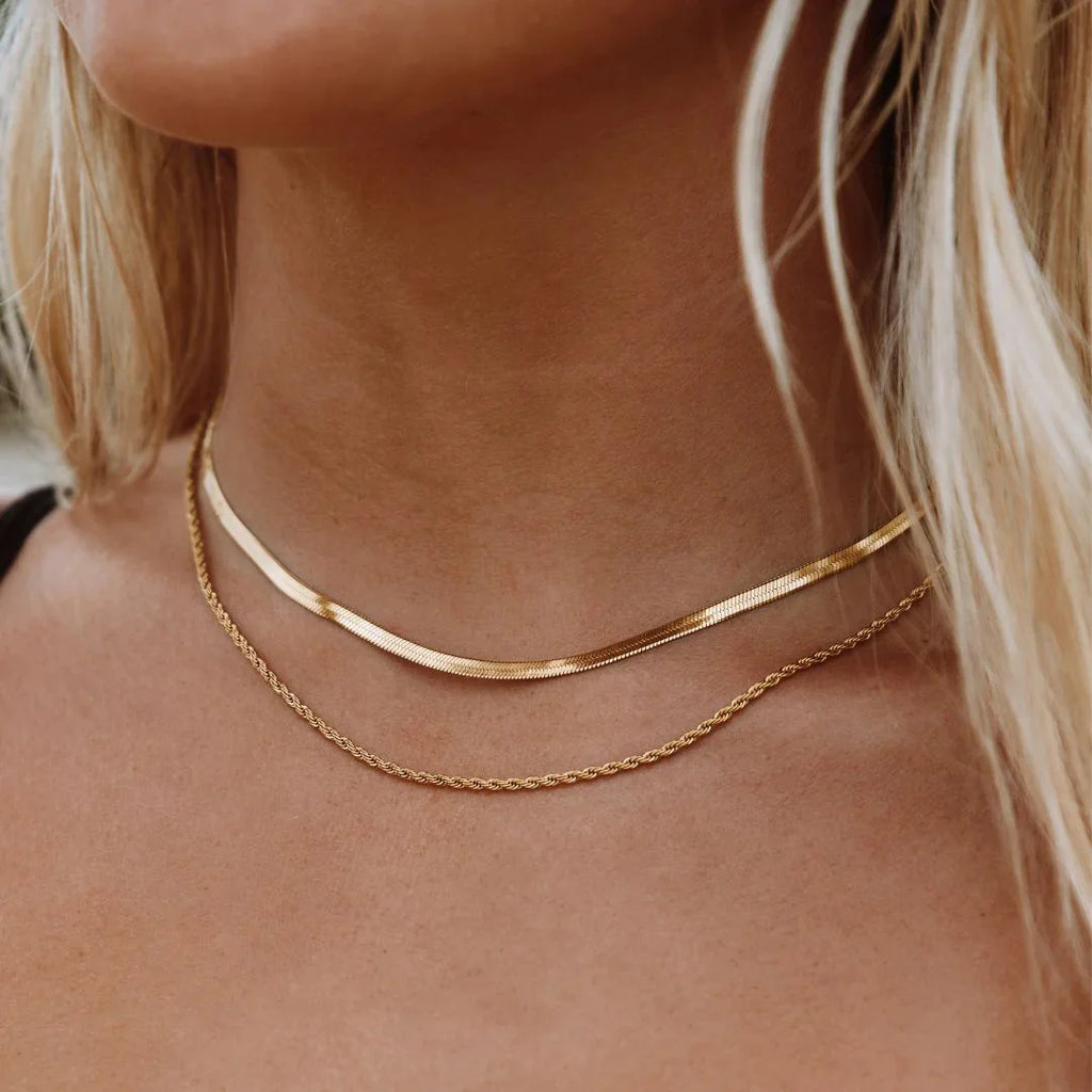 LUXUKISSKIDS Hot Classic Unisex Flat Snake Chain Choker Necklace 1pcs Women/Men Stainless Steel Solid Golden Rope Chains Collier