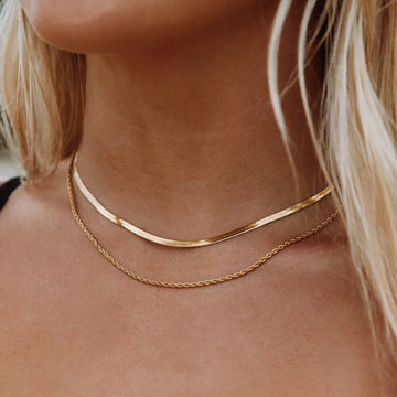 LUXUKISSKIDS Hot Classic Unisex Flat Snake Chain Choker Necklace 1pcs Women/Men Stainless Steel Solid Golden Rope Chains Collier